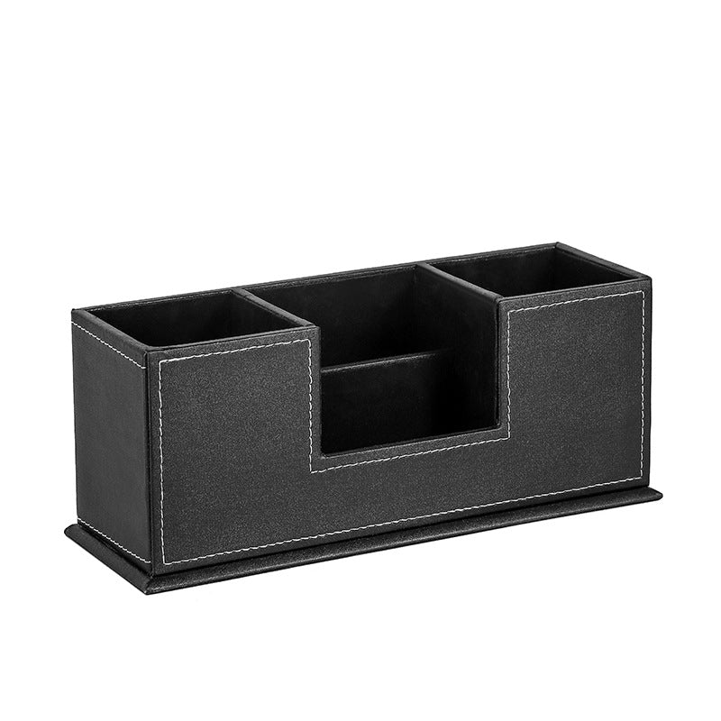 Simple Leather Stationery Organizer Pen Holder