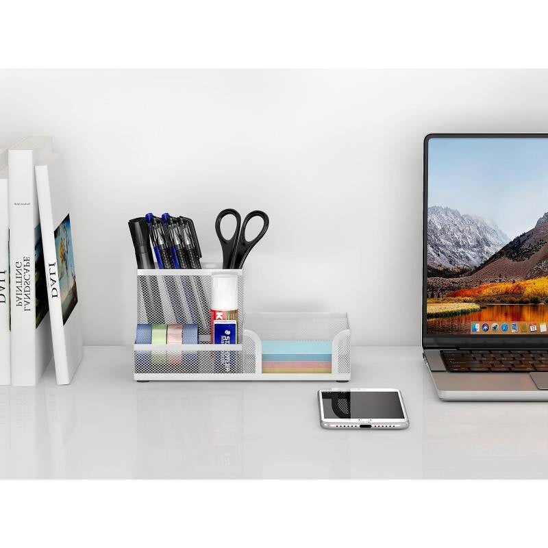 Stationery Organisers Desk Organiser Tray, Desk Tidy And Desk Tidy Organiser, Desktop Organiser For Pens, Sticky Notes &amp; Office Supplies, Small Desk Organiser, Metal With Anti-Slip Pads, Stylish Indus