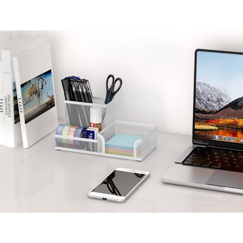 Stationery Organisers Desk Organiser Tray, Desk Tidy And Desk Tidy Organiser, Desktop Organiser For Pens, Sticky Notes &amp; Office Supplies, Small Desk Organiser, Metal With Anti-Slip Pads, Stylish Indus