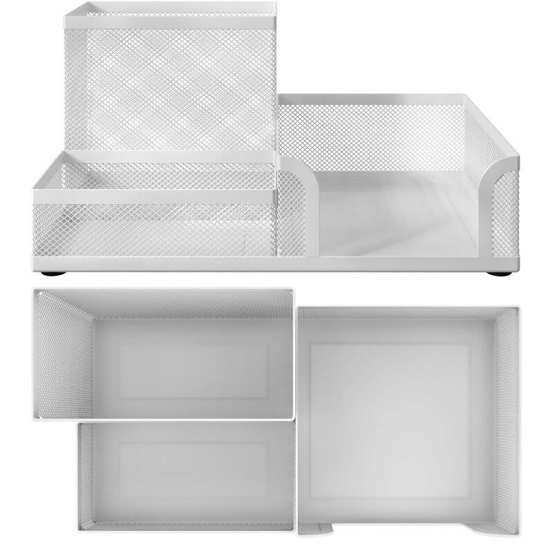 Stationery Organisers Desk Organiser Tray, Desk Tidy And Desk Tidy Organiser, Desktop Organiser For Pens, Sticky Notes &amp; Office Supplies, Small Desk Organiser, Metal With Anti-Slip Pads, Stylish Indus