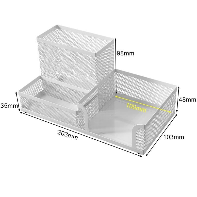Stationery Organisers Desk Organiser Tray, Desk Tidy And Desk Tidy Organiser, Desktop Organiser For Pens, Sticky Notes &amp; Office Supplies, Small Desk Organiser, Metal With Anti-Slip Pads, Stylish Indus
