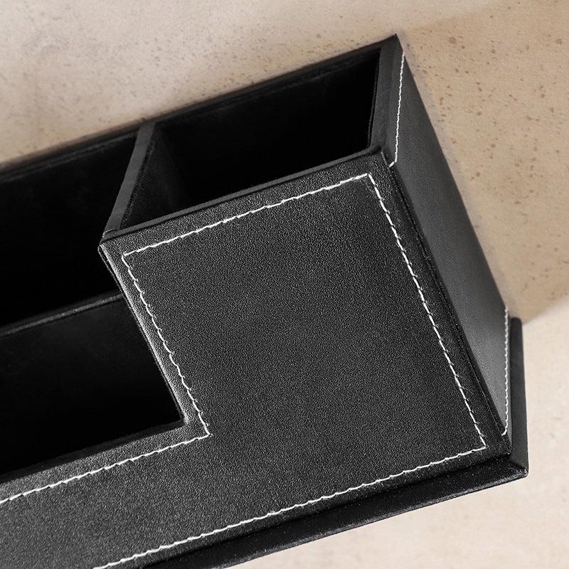 Simple Leather Stationery Organizer Pen Holder
